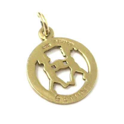 Vintage 1975 Birmingham 9ct Gold Gemini Zodiac Disc Charm