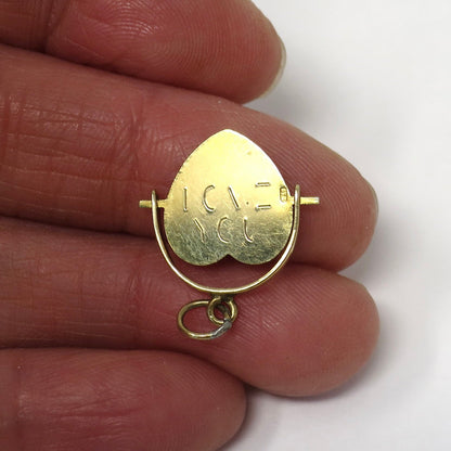 Vintage 1977 London 9ct Gold Heart Shaped 'I Love You' Spinner Charm