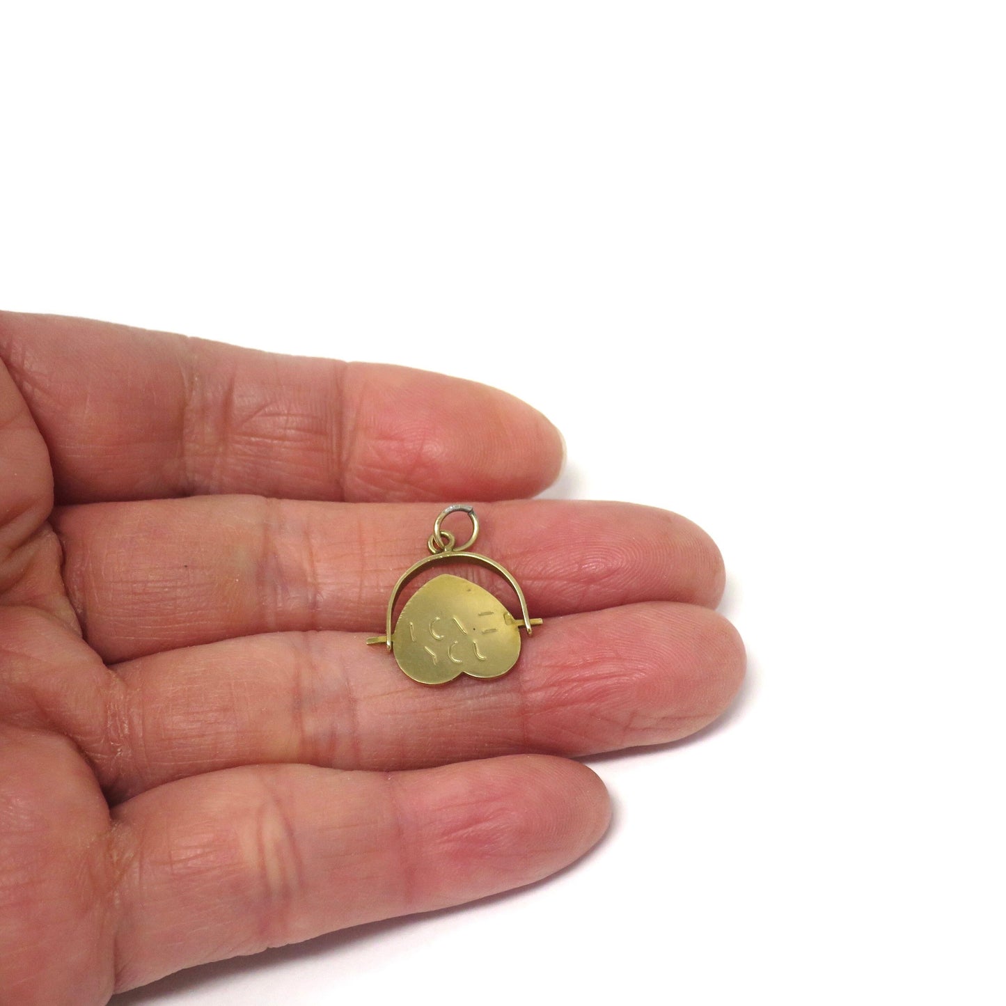 Vintage 1977 London 9ct Gold Heart Shaped 'I Love You' Spinner Charm