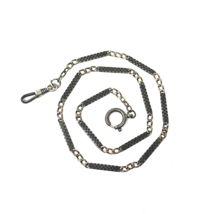 Antique Victorian Niello Silver Bar Link Choker Necklace, Rose Gold Vermeil, 14.75" Chain MB65