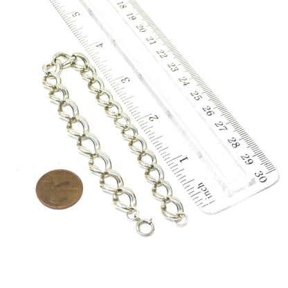 Antique English Victorian Graduated Chunky Sterling Silver Lion Marked Curb Bracelet