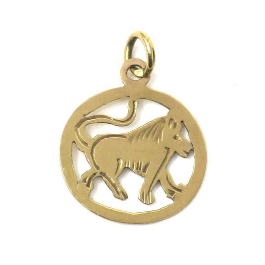 Vintage 1962 Solid 9ct 9k Yellow Gold Leo Lion Zodiac Disc Charm