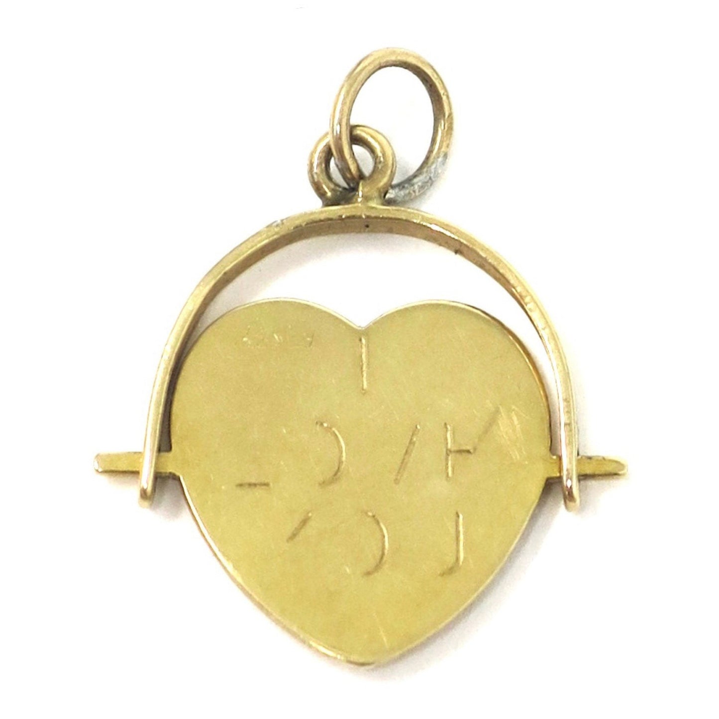 Vintage 1977 London 9ct Gold Heart Shaped 'I Love You' Spinner Charm