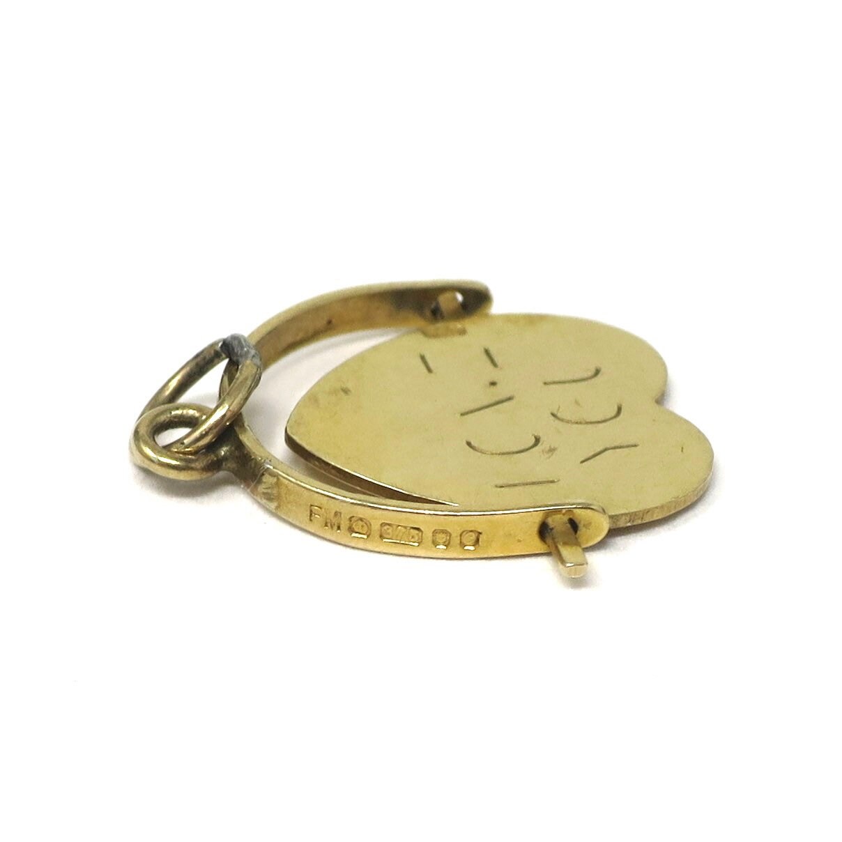 Vintage 1977 London 9ct Gold Heart Shaped 'I Love You' Spinner Charm