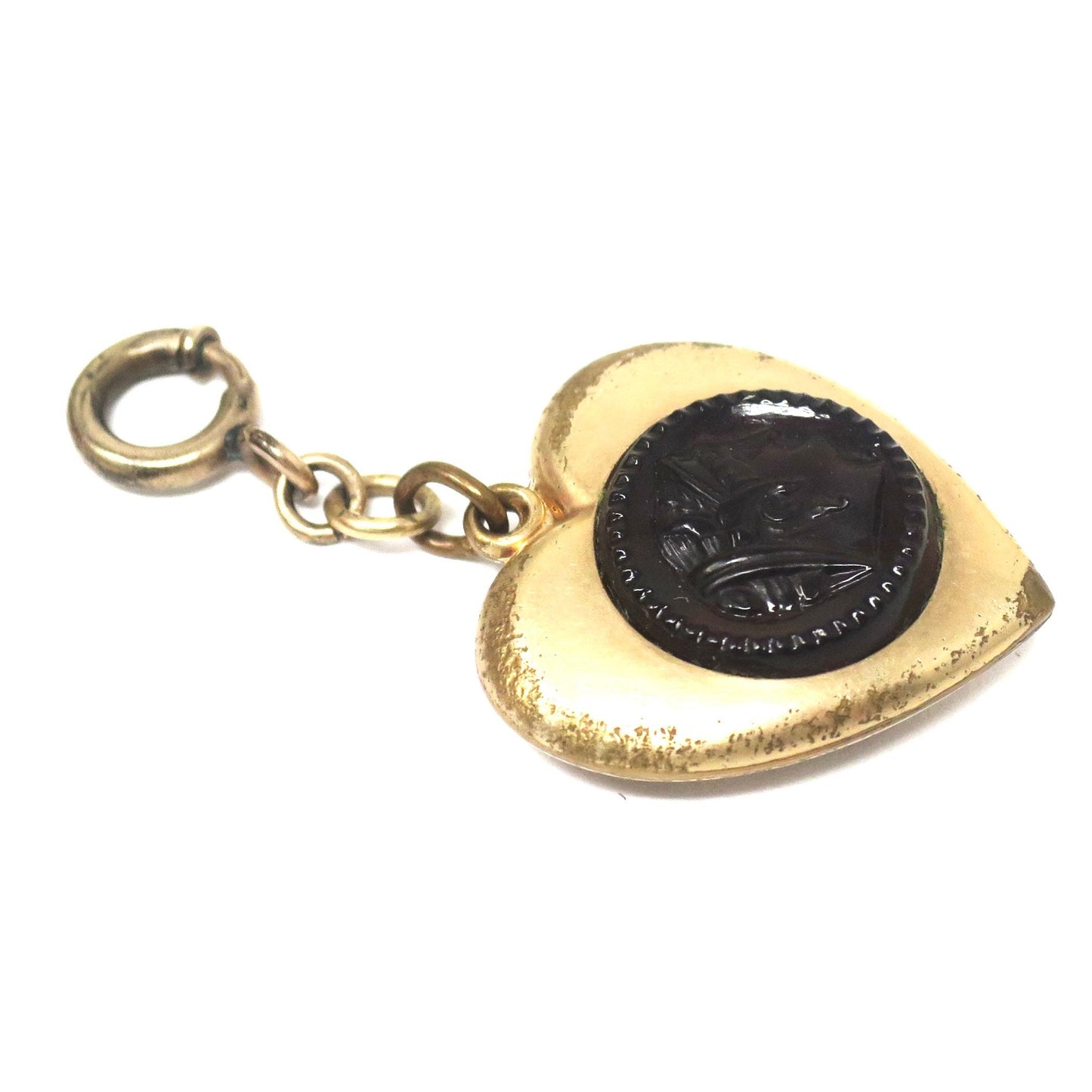 Antique Victorian Rolled Gold Carved Female Warrior Intaglio Pocket Watch Fob Pendant