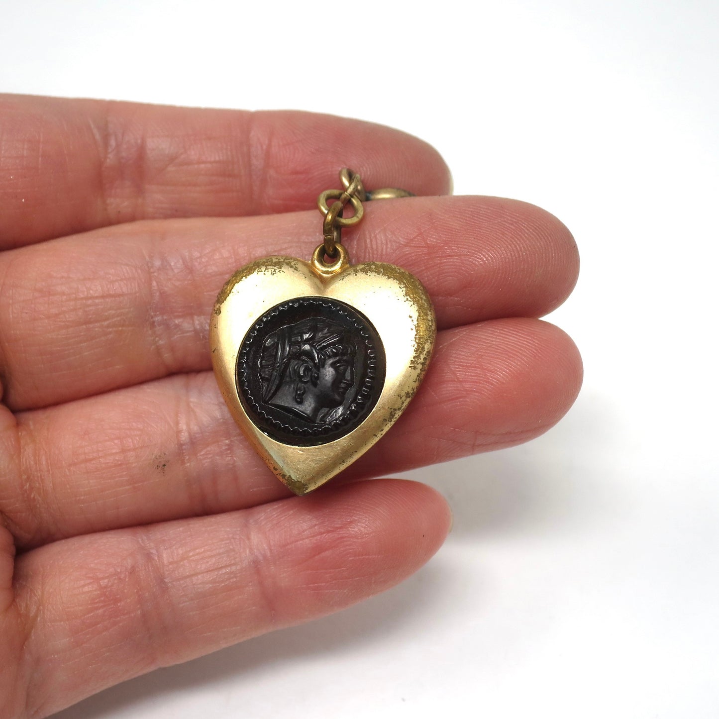 Antique Victorian Rolled Gold Carved Female Warrior Intaglio Pocket Watch Fob Pendant
