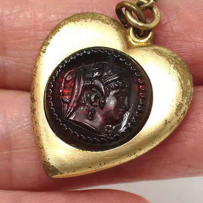 Antique Victorian Rolled Gold Carved Female Warrior Intaglio Pocket Watch Fob Pendant