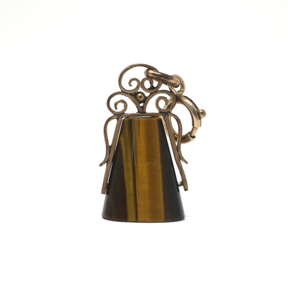 Antique Rose Rolled Gold Tiger's Eye Swivel Fob Pocket Watch Pendant