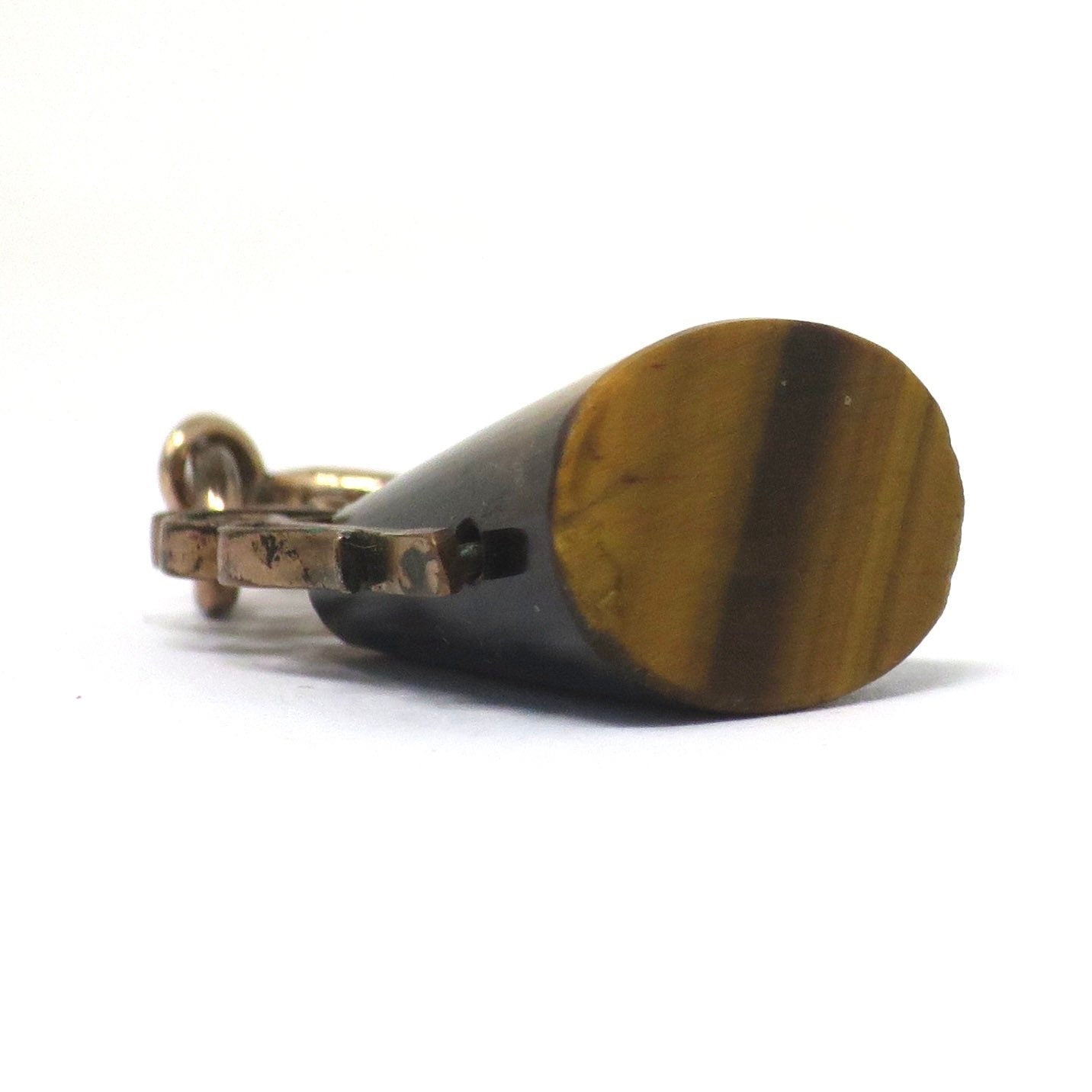 Antique Rose Rolled Gold Tiger's Eye Swivel Fob Pocket Watch Pendant