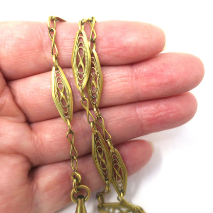 Antique French ORIA 18k Gold Plated Filigree Chain Bracelet