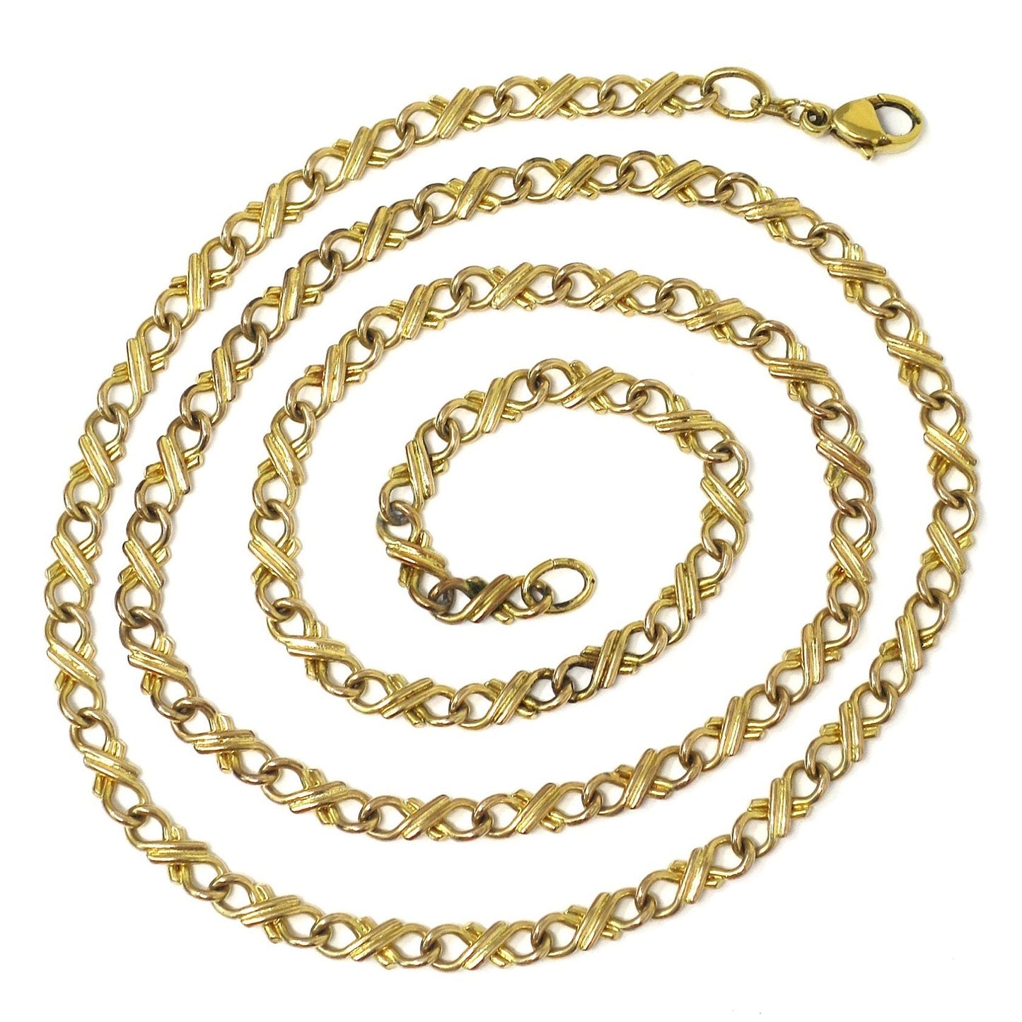 Vintage CAREGI 14k Gold Plated or Gold Filled Fancy Link Long Layering Necklace