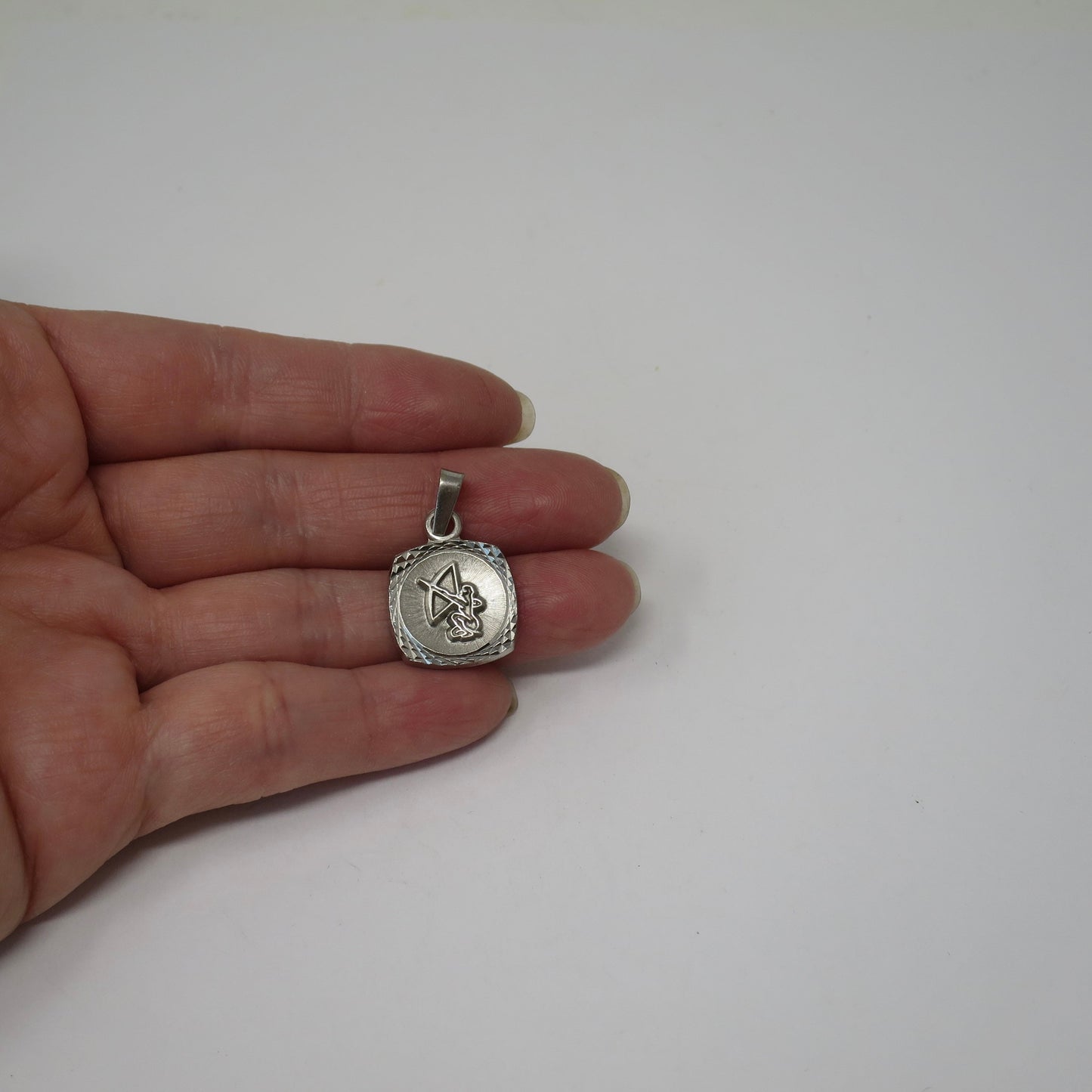 Vintage Sterling Silver SAGITTARIUS Archer Dimensional Square Charm for Necklace or Bracelet