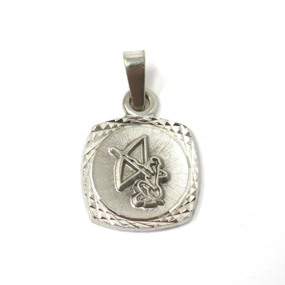 Vintage Sterling Silver SAGITTARIUS Archer Dimensional Square Charm for Necklace or Bracelet