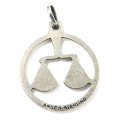 Vintage Anson GERMANY Sterling Silver Libra Zodiac Pendant