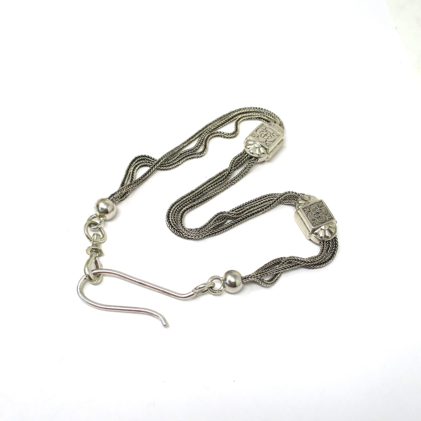 Antique French Albertina 900 Silver Pocket Watch Chain