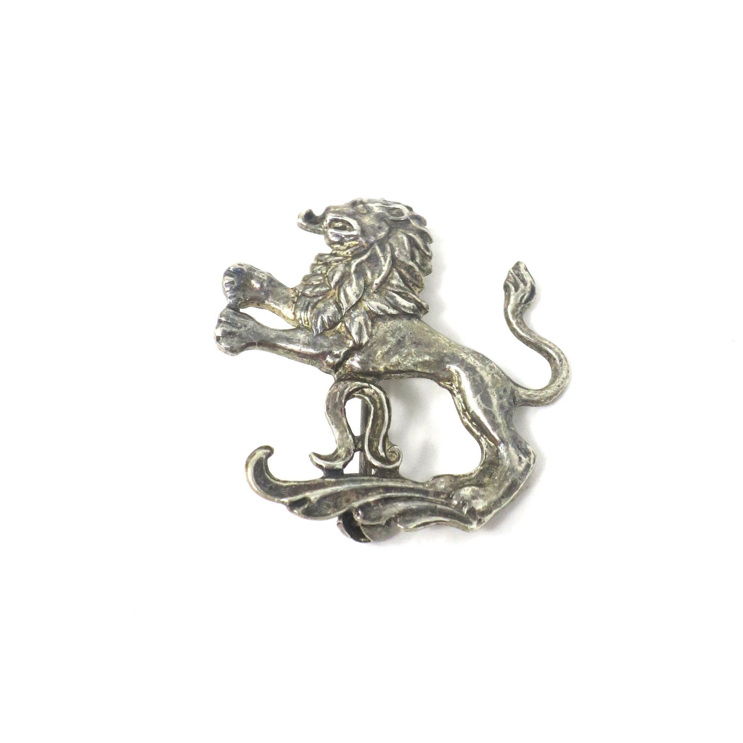 Vintage Sterling Silver Lion Pin Brooch
