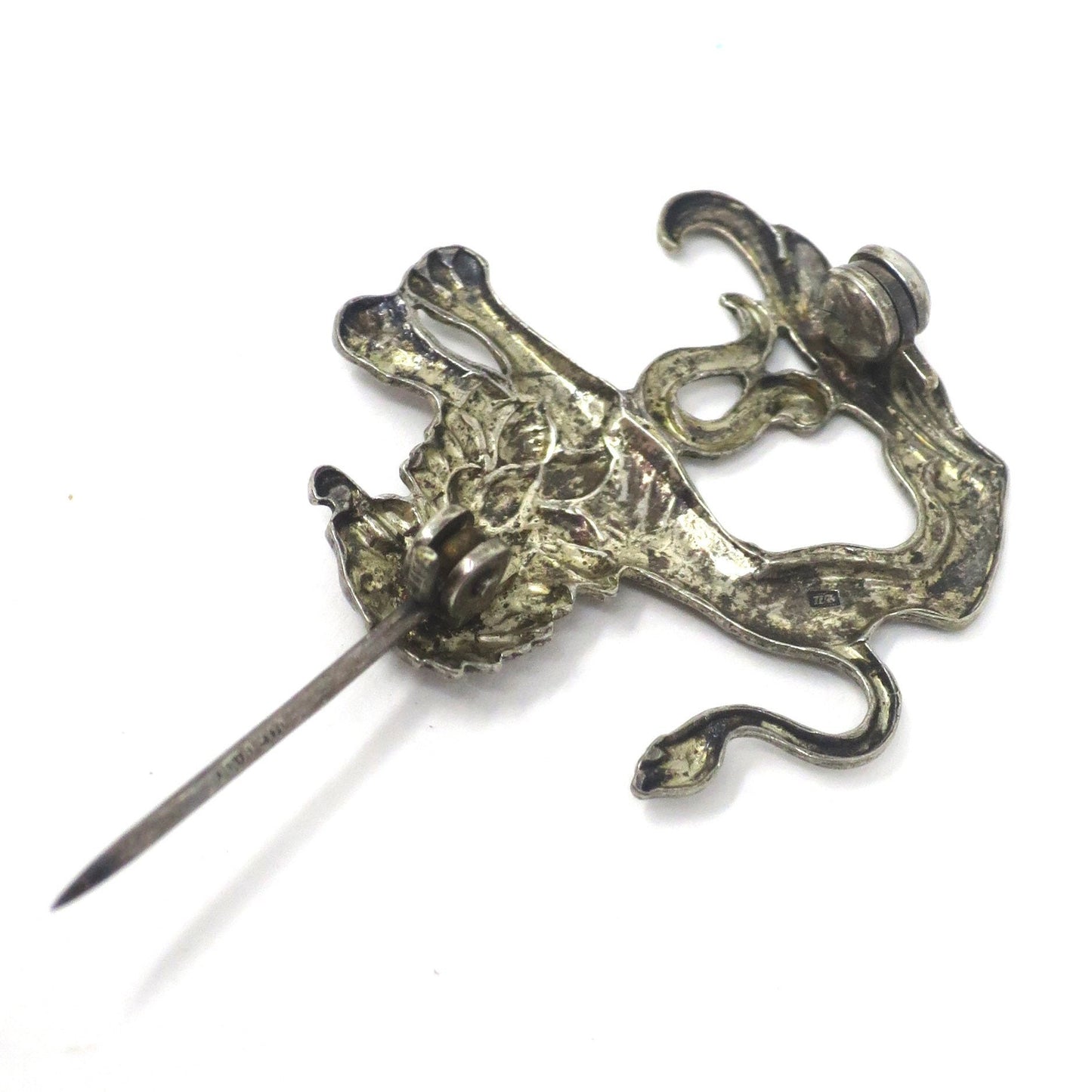Vintage Sterling Silver Lion Pin Brooch