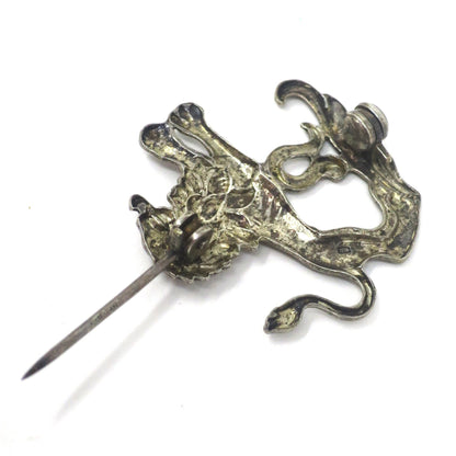 Vintage Sterling Silver Lion Pin Brooch