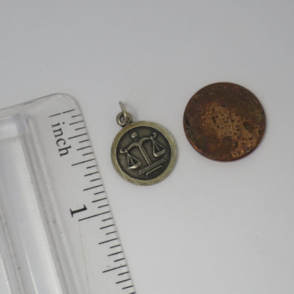 Vintage European 835 Continental Silver Libra The Balance Scales Zodiac Astrology Charm