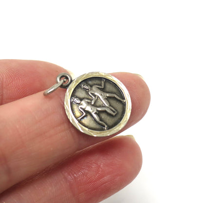 Vintage European 835 Silver Gemini The Twins Zodiac Disc Charm