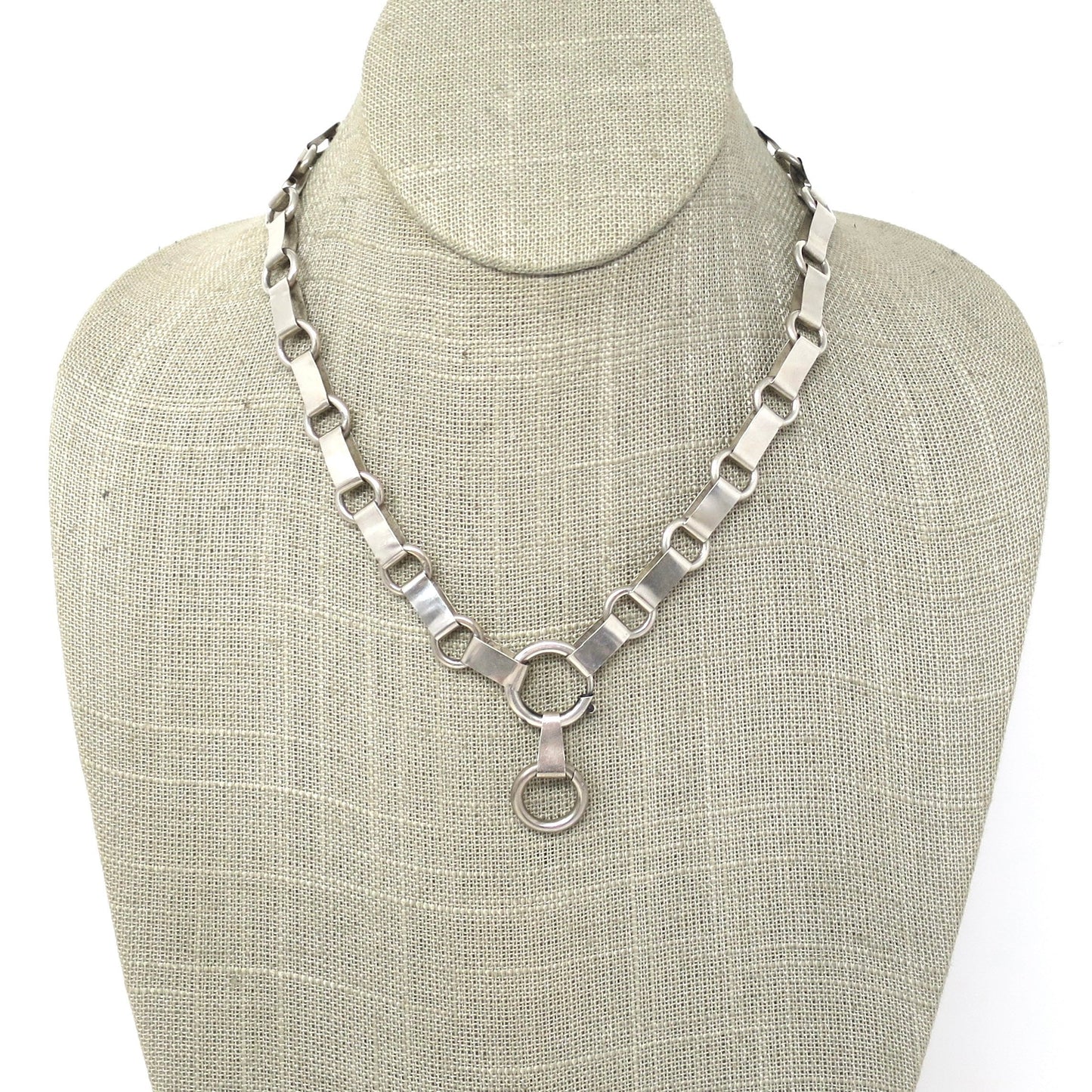 Antique Victorian Reversible Sterling Silver Engraved Collar Book Chain Necklace