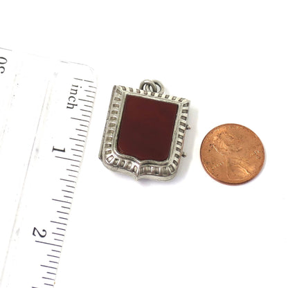 Antique Victorian French Sterling Silver Carnelian Locket Pendant