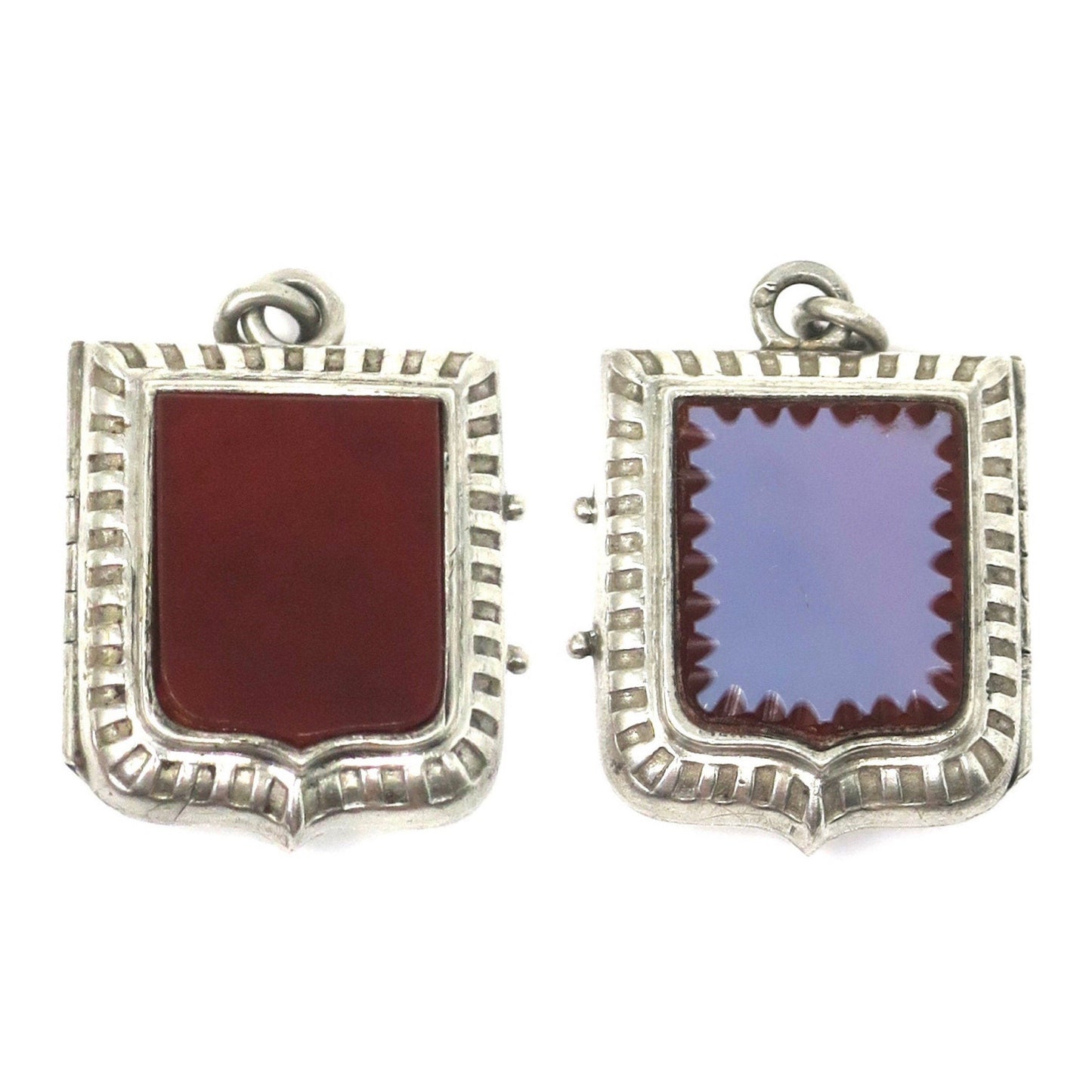 Antique Victorian French Sterling Silver Carnelian Locket Pendant