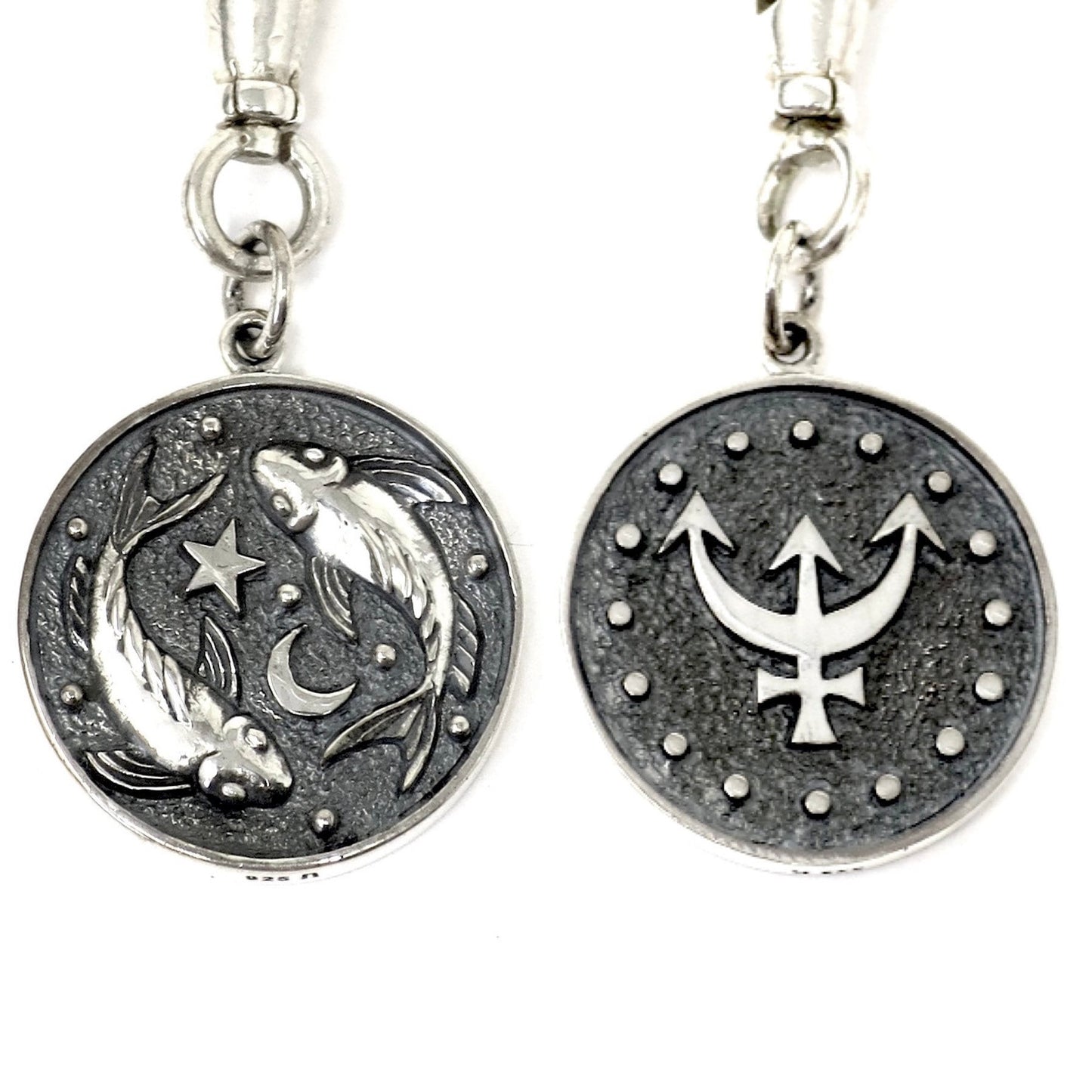Solid 925 Sterling Silver 
Astrology Pisces Fish Charm Pendant