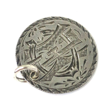 Antique Love Token Hand Engraved “CHE” & “Gene” Coin Charm