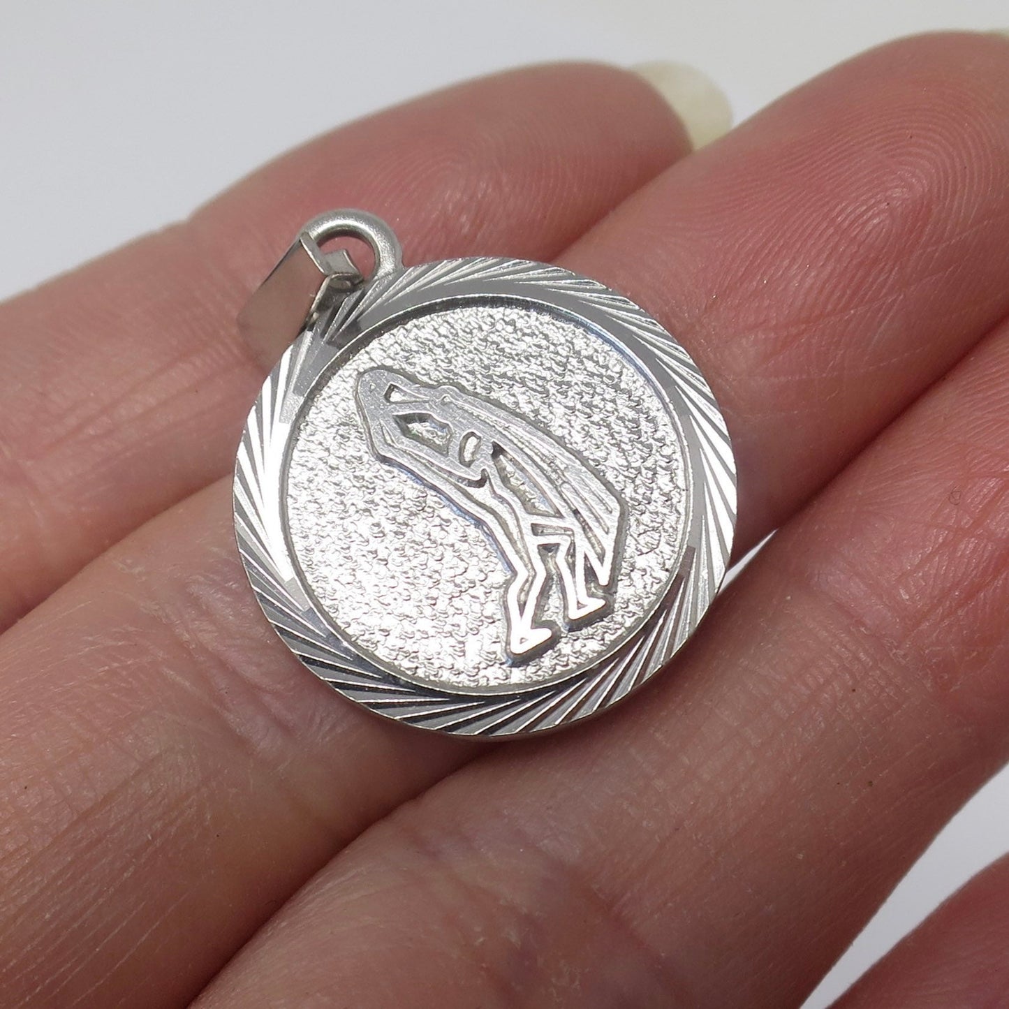 Vintage European 835 Continental Silver Aquarius The Water Bearer Zodiac Astrology Charm Pendant