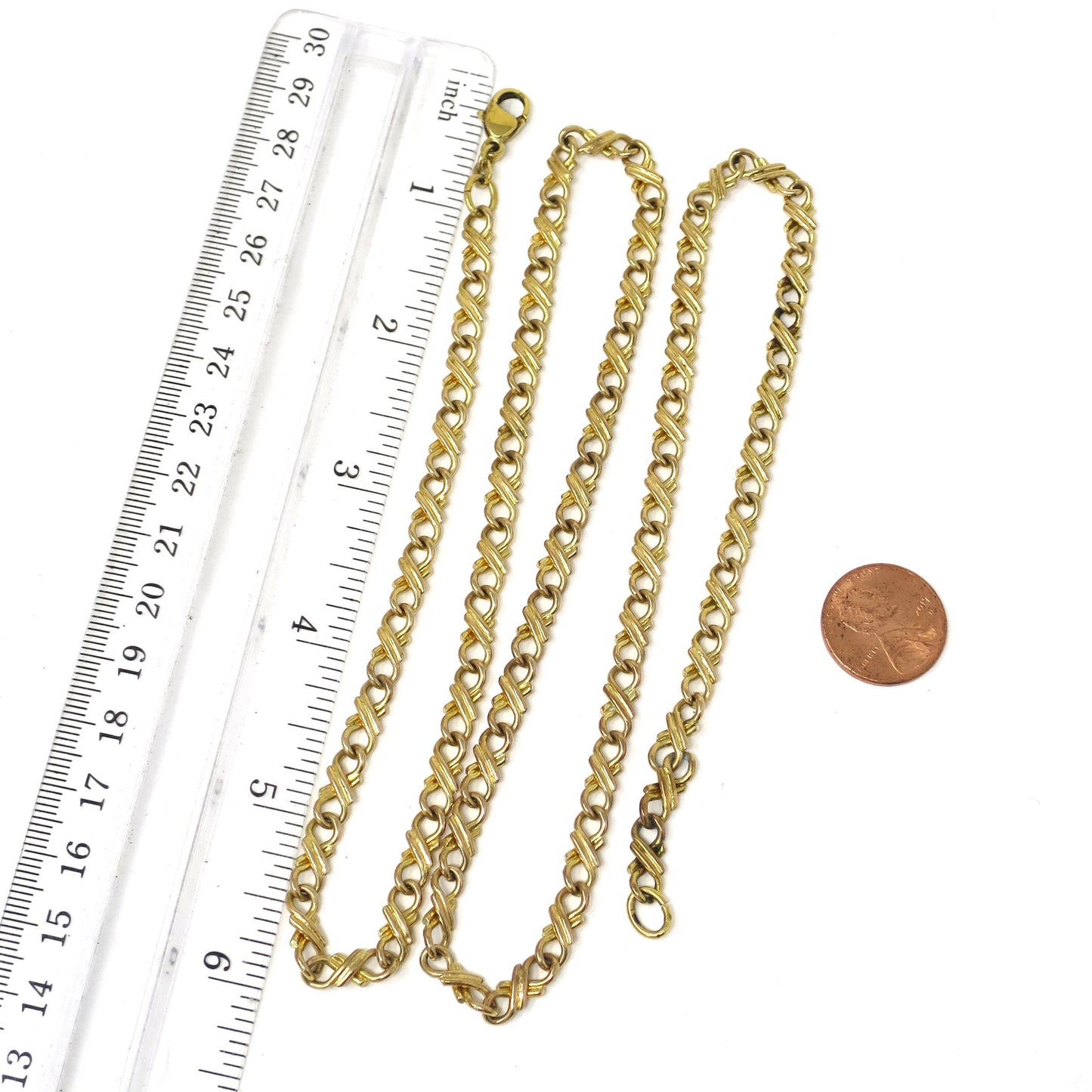 Vintage CAREGI 14k Gold Plated or Gold Filled Fancy Link Long Layering Necklace