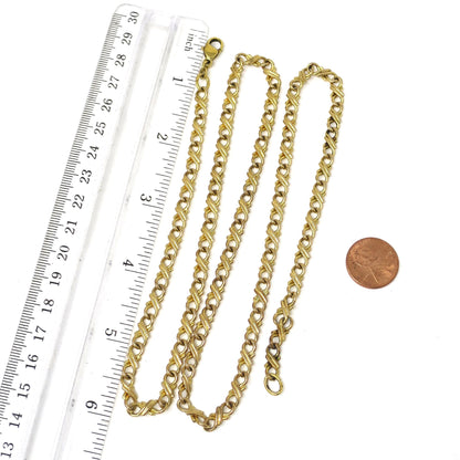 Vintage CAREGI 14k Gold Plated or Gold Filled Fancy Link Long Layering Necklace
