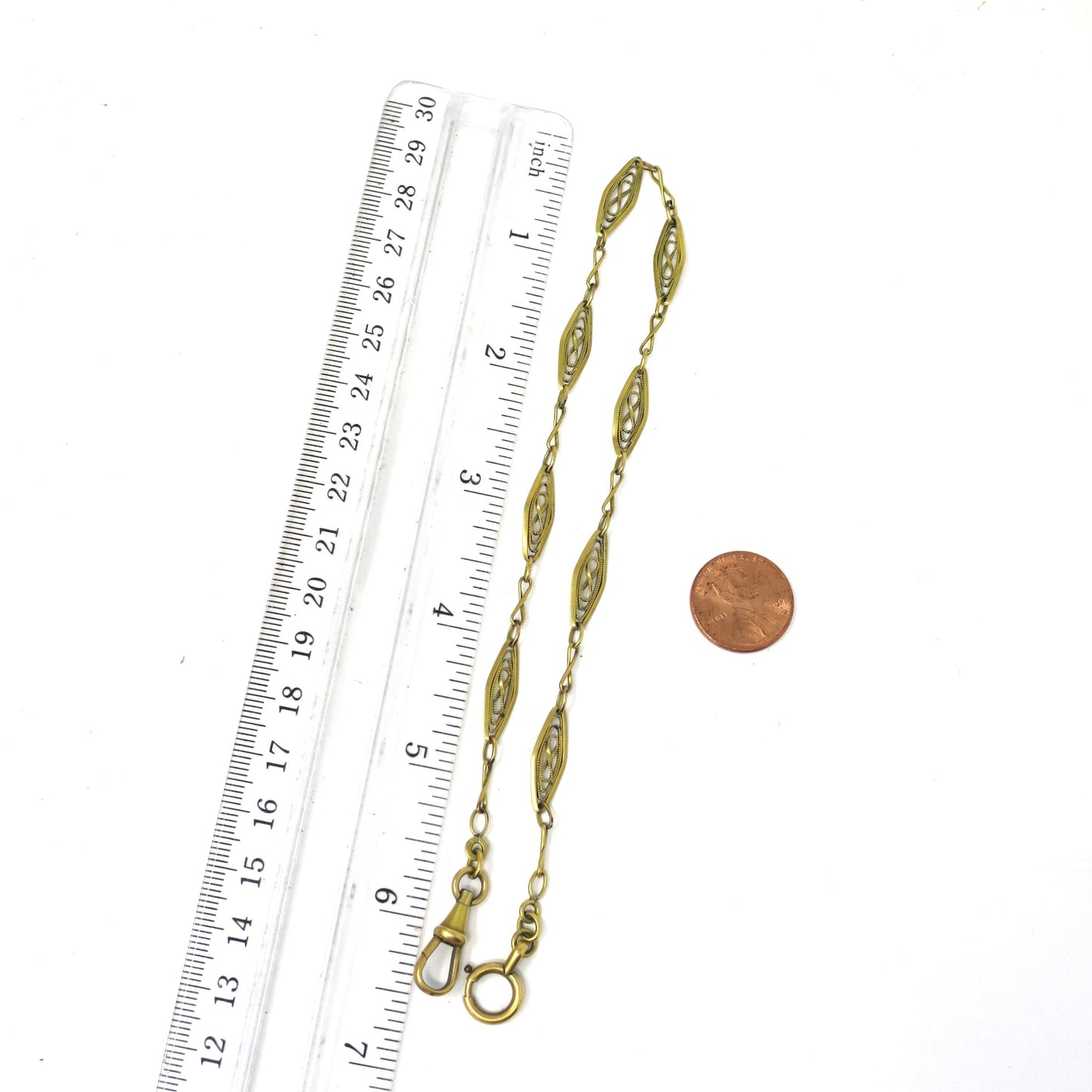 Antique French ORIA 18k Gold Plated Filigree Chain Bracelet
