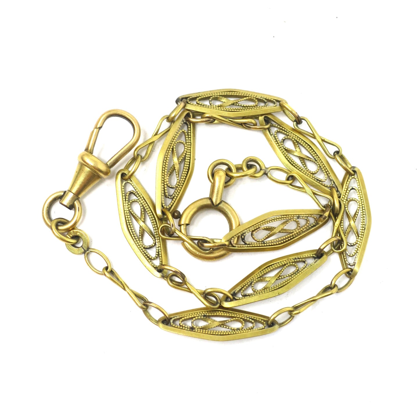Antique French ORIA 18k Gold Plated Filigree Chain Bracelet