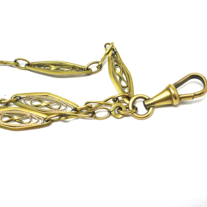 Antique French ORIA 18k Gold Plated Filigree Chain Bracelet