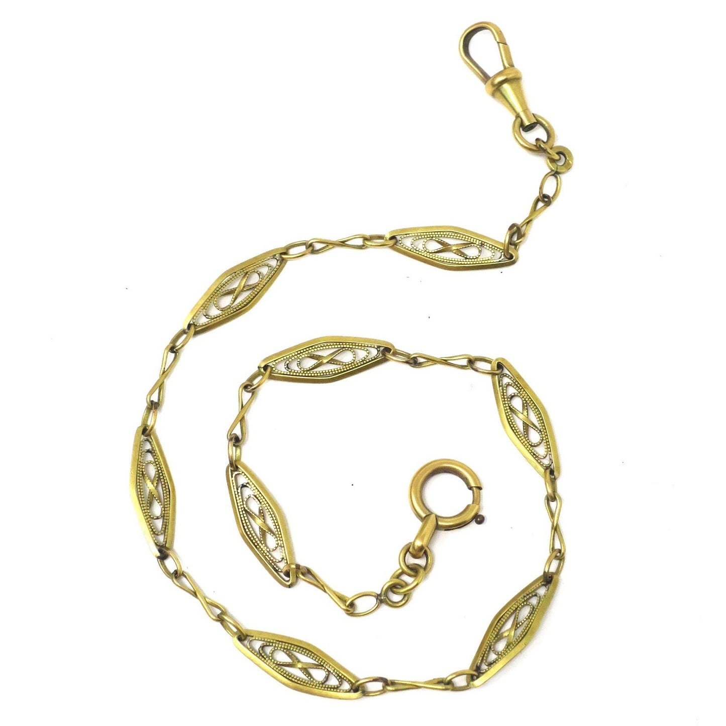 Antique French ORIA 18k Gold Plated Filigree Chain Bracelet