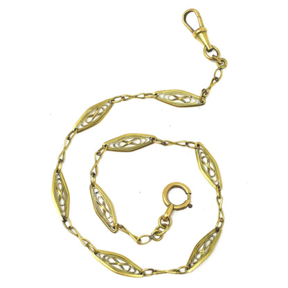 Antique French ORIA 18k Gold Plated Filigree Chain Bracelet