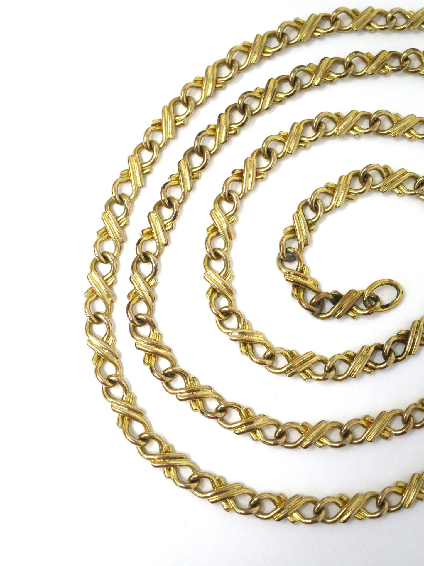 Vintage CAREGI 14k Gold Plated or Gold Filled Fancy Link Long Layering Necklace