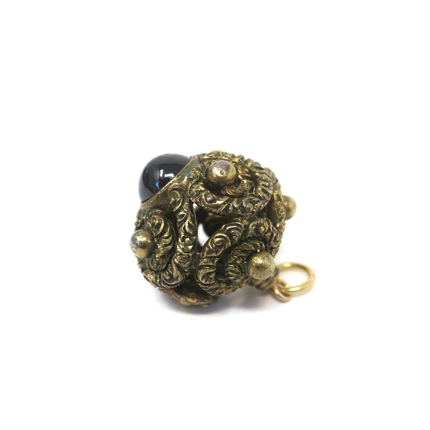Antique Victorian Garnet Glass Gold Plated Sterling Silver Charm