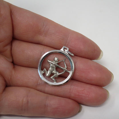 Vintage Sterling Silver SAGITTARIUS Archer Dimensional Charm Pendant