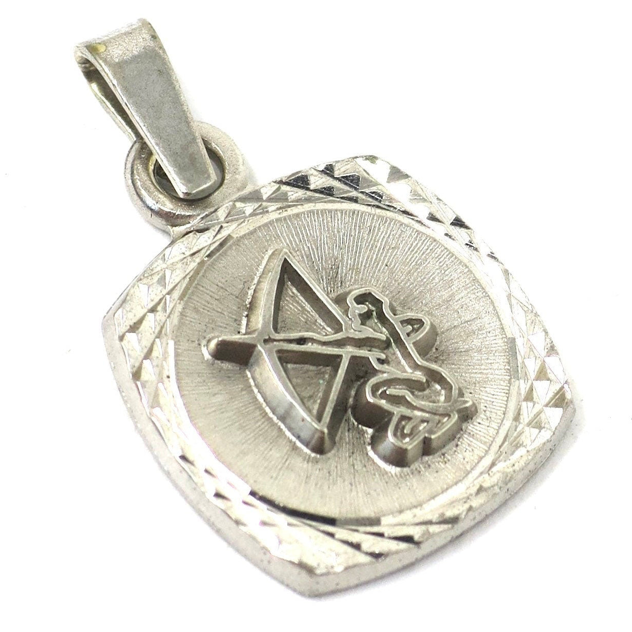 Vintage Sterling Silver SAGITTARIUS Archer Dimensional Square Charm for Necklace or Bracelet