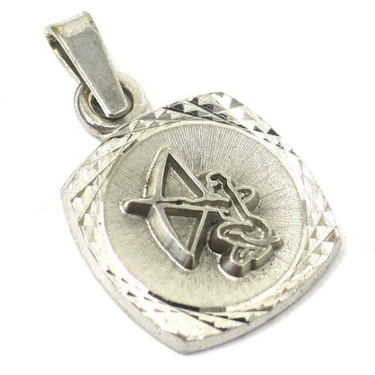Vintage Sterling Silver SAGITTARIUS Archer Dimensional Square Charm for Necklace or Bracelet