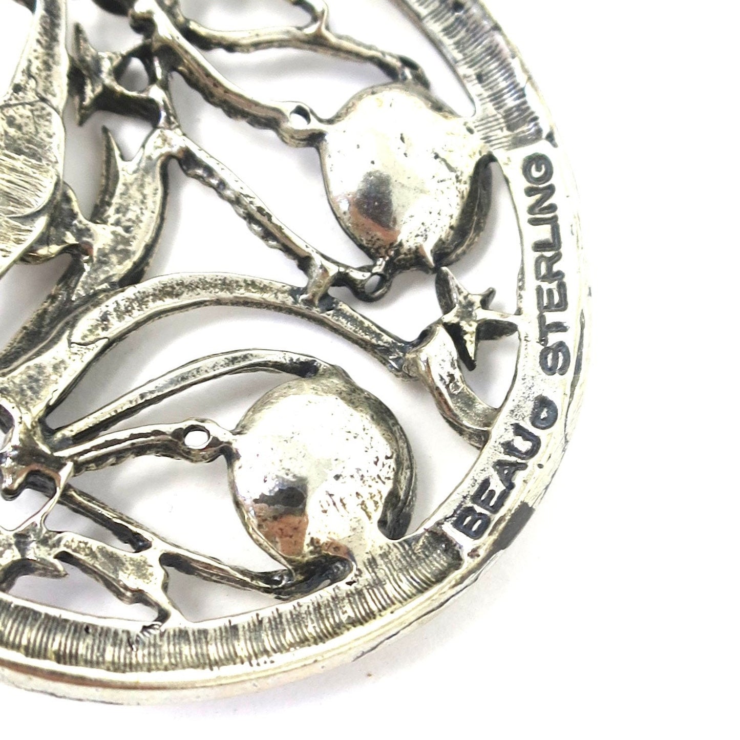 Rare Vintage Large Beau© Sterling Silver Libra The Balance Scale Zodiac Sign Pendant