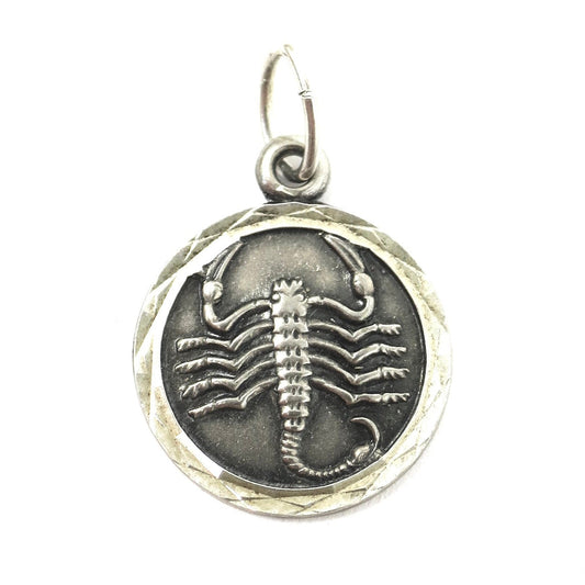 Vintage European Silver The Scorpion Scorpio Zodiac Disc Charm