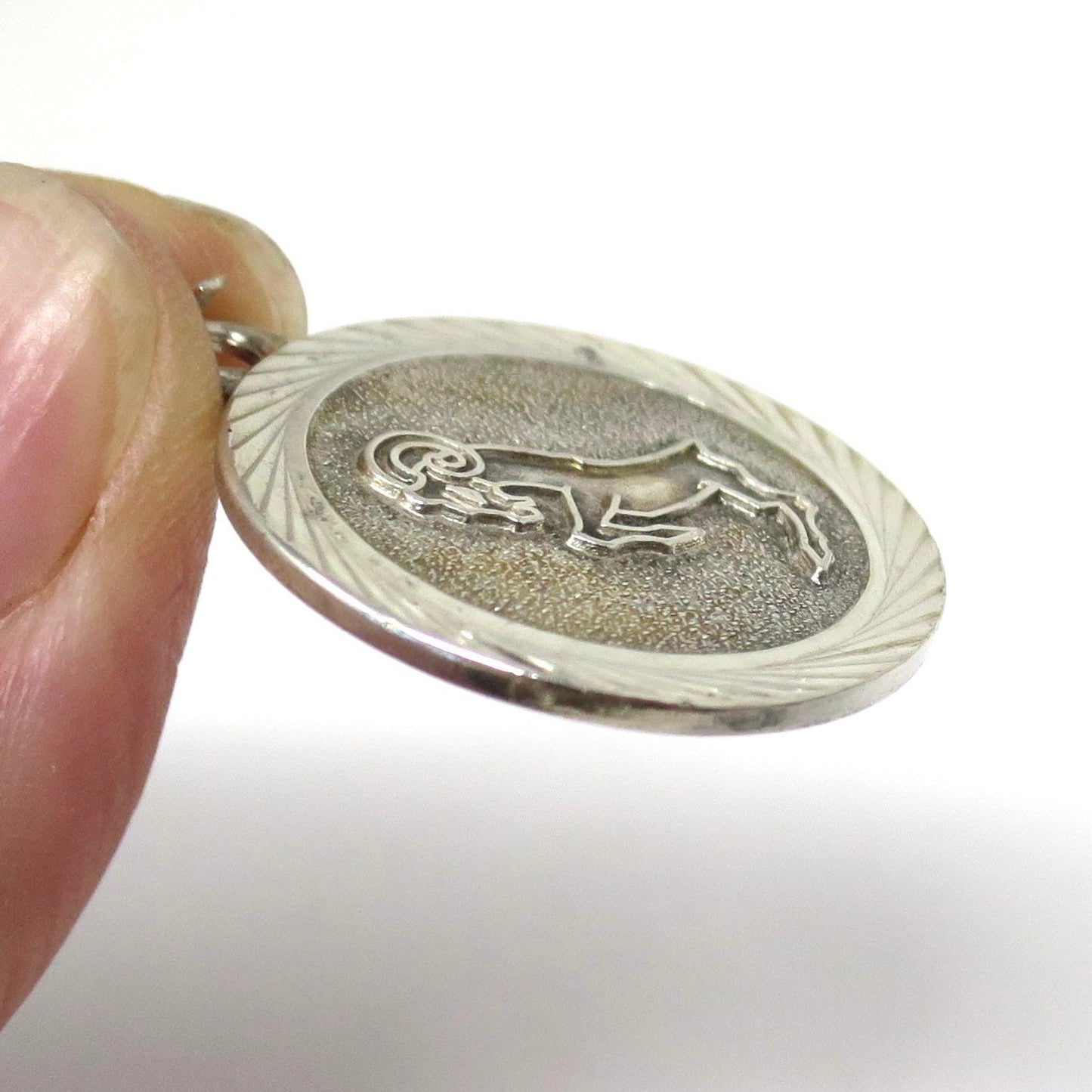 Vintage European 835 Continental Silver Aries Ram Zodiac Astrology Pendant