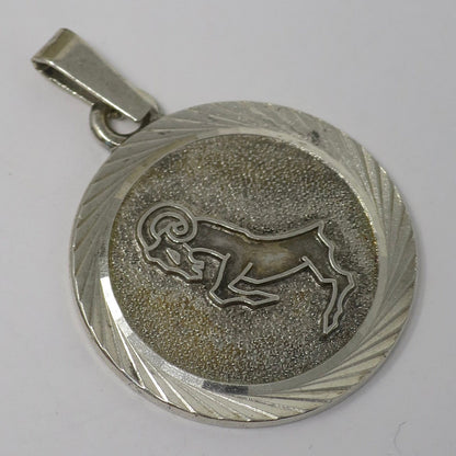 Vintage European 835 Continental Silver Aries Ram Zodiac Astrology Pendant