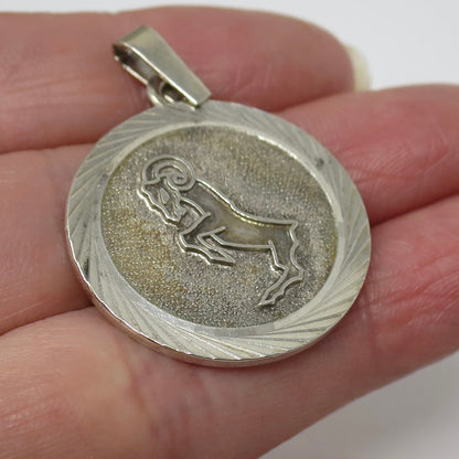 Vintage European 835 Continental Silver Aries Ram Zodiac Astrology Pendant