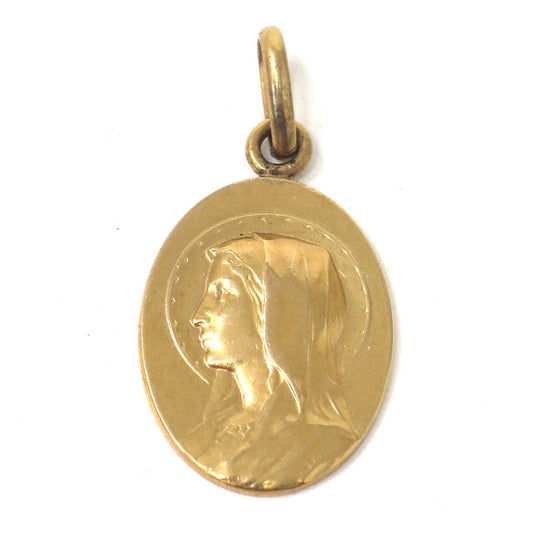 14k Gold Fill Oval Virgin Mary Pendant – Vintage French Lourdes Medal Charm