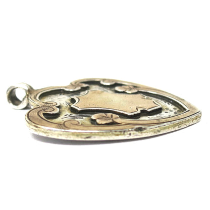 1920 Chester Sterling Silver & Rose Gold Gilt Cartouche Medal Shield Watch Fob Pendant