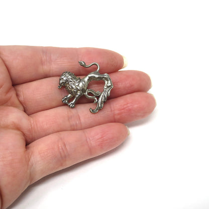Vintage Sterling Silver Lion Pin Brooch